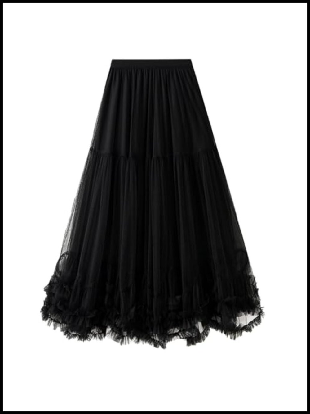 Tulle Maxi Skirt A-Line Tiered Mesh Fairy Tutu High Elastic Waist Pleated
